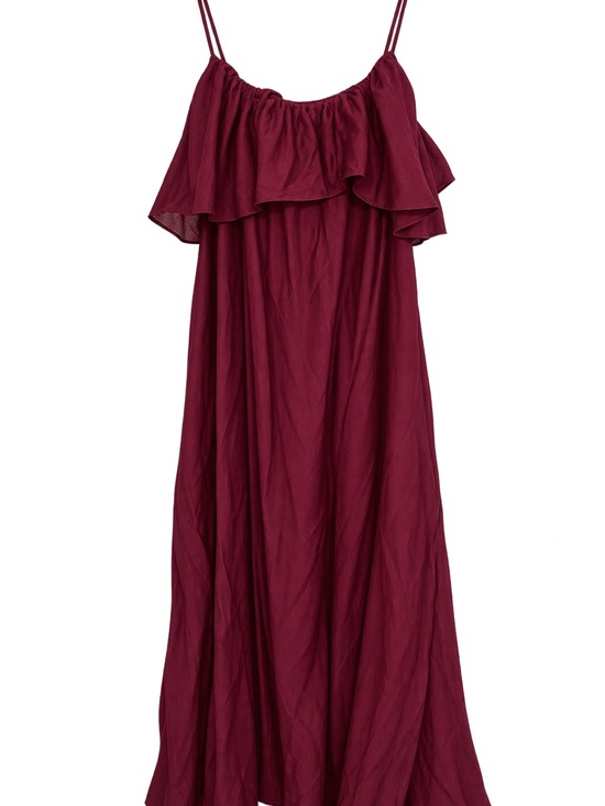 H&M Dresses & Skirts - H&M Wine Ruffle-Trim Spaghetti Strap Maxi Dress